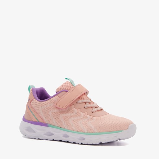 Meisjes sneakers roze met klittenband