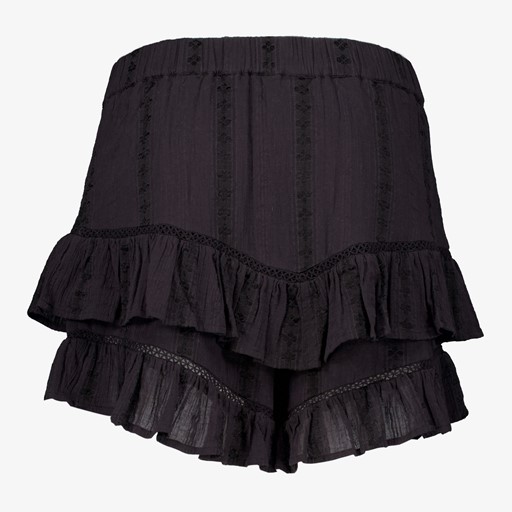 Dames short met broderie zwart
