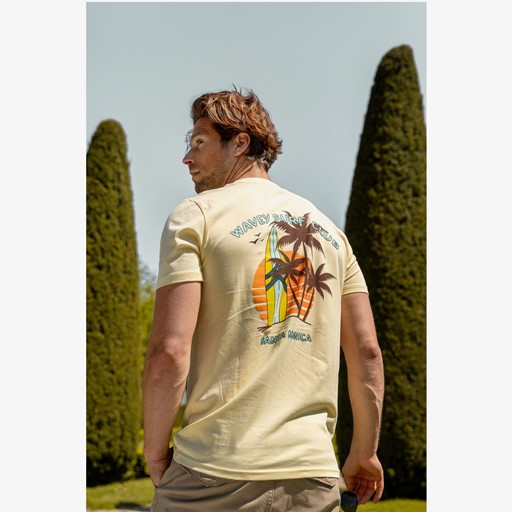 Heren T-shirt met backprint beige