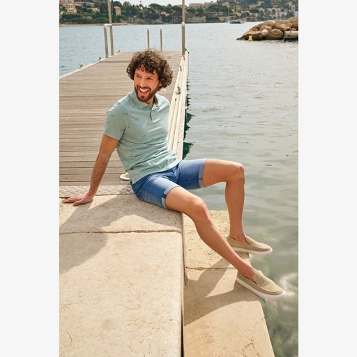 Heren polo met golven print blauw
