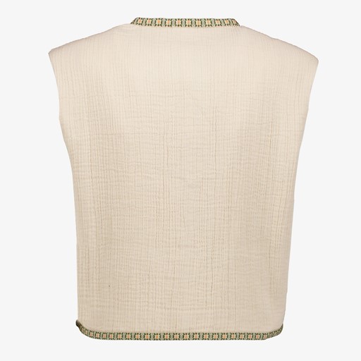 Dames gilet met borduursels beige
