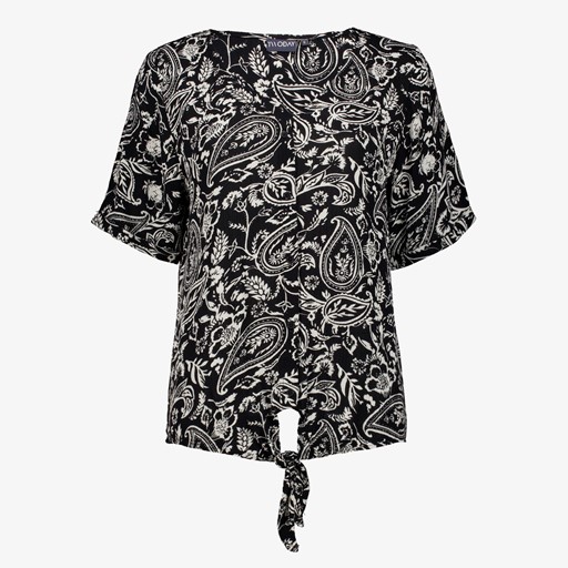 Dames T-shirt met paisley print zwart