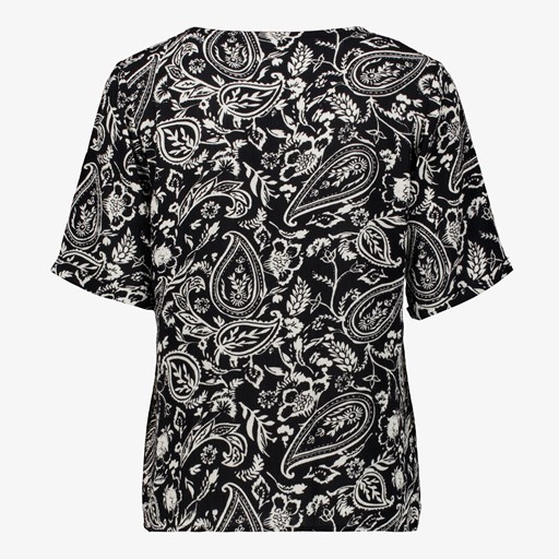 Dames T-shirt met paisley print zwart