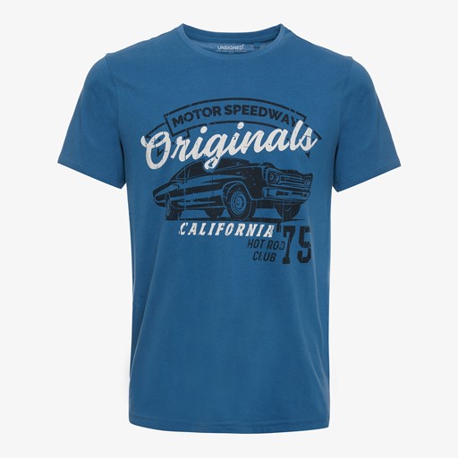 Heren T-shirt met tekstopdruk blauw