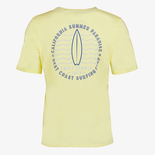 Heren T-shirt met backprint geel