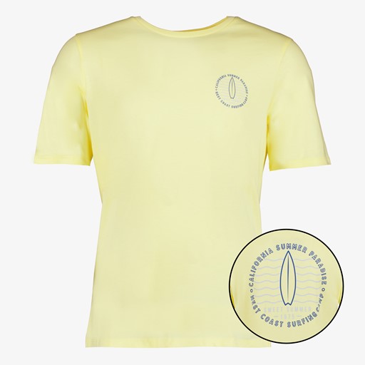 Heren T-shirt met backprint geel