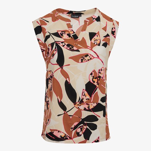Dames top met print roze beige