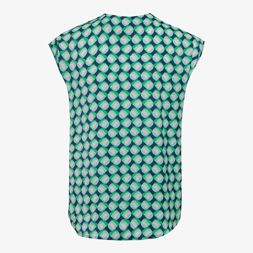 Mouwloze dames blouse groen blauw
