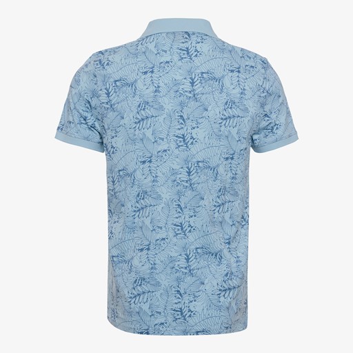 Heren polo met botanische print blauw
