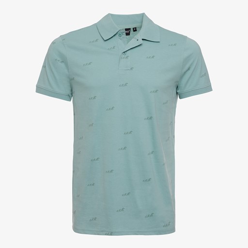 Heren polo met golven print blauw