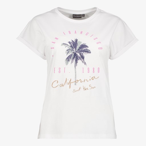 Dames T-shirt met palmboom wit