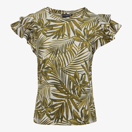 Dames T-shirt met botanische print groen