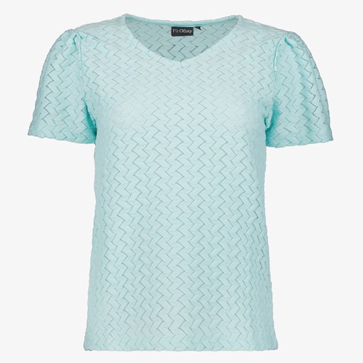Dames T-shirt met structuur blauw