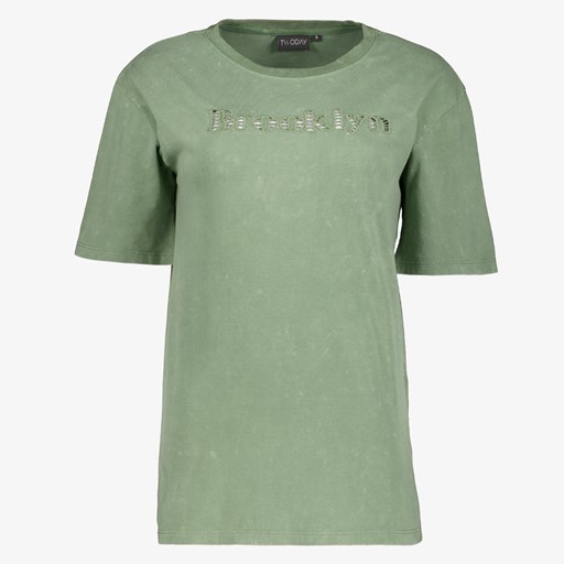 Dames acid wash T-shirt Brooklyn groen