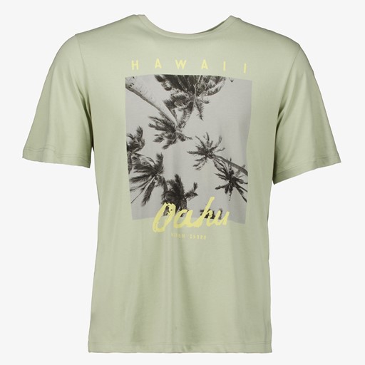 Heren T-shirt met palmbomen lichtgroen