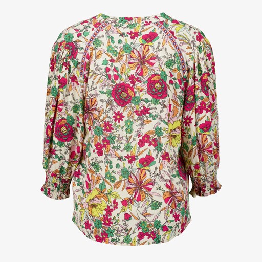Dames blouse met bloemenprint beige