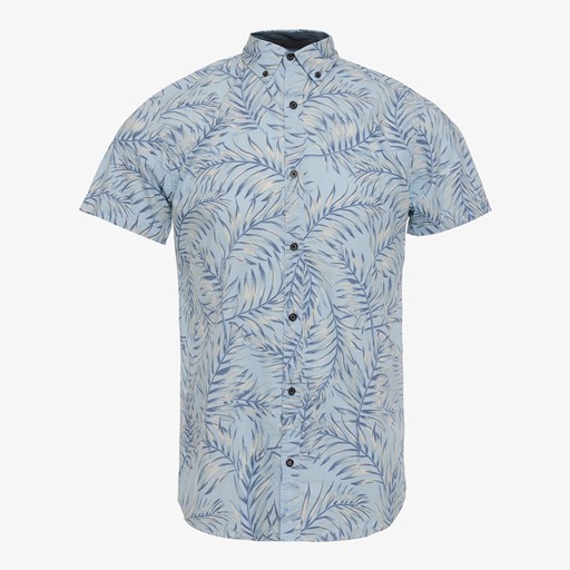 Heren overhemd korte mouw blauw