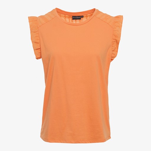Dames top met ruches oranje