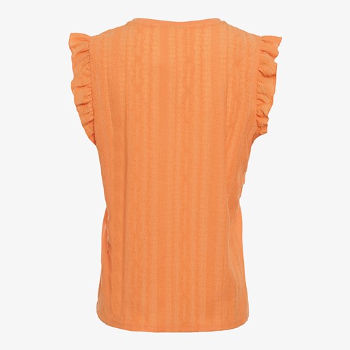 Dames top met ruches oranje