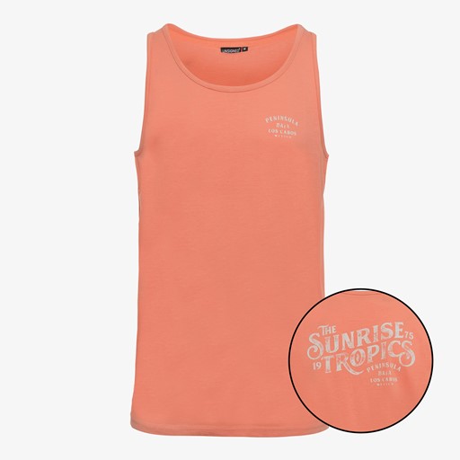 Heren singlet met backprint koraal