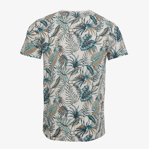 Heren T-shirt met bladeren print wit