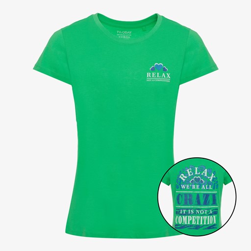 Dames T-shirt met backprint groen