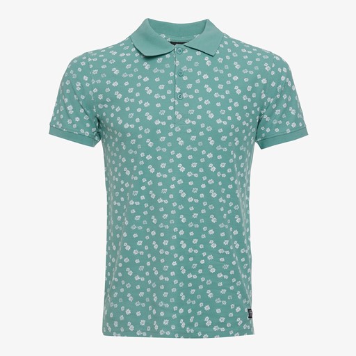 Heren polo met bloemenprint mintgroen