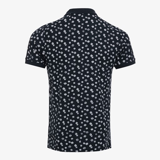 Heren polo met bloemenprint donkerblauw