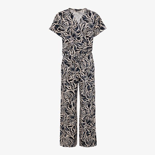 Dames jumpsuit met print blauw beige
