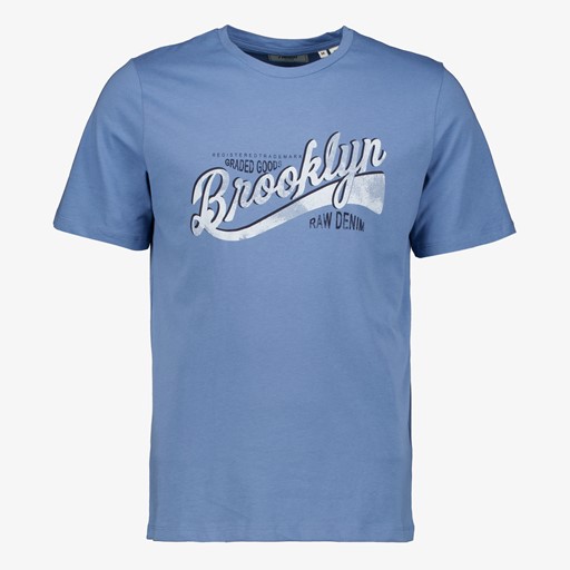 Heren T-shirt met tekstopdruk blauw