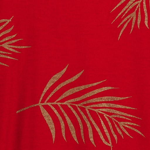 Dames T-shirt met bladerenprint rood