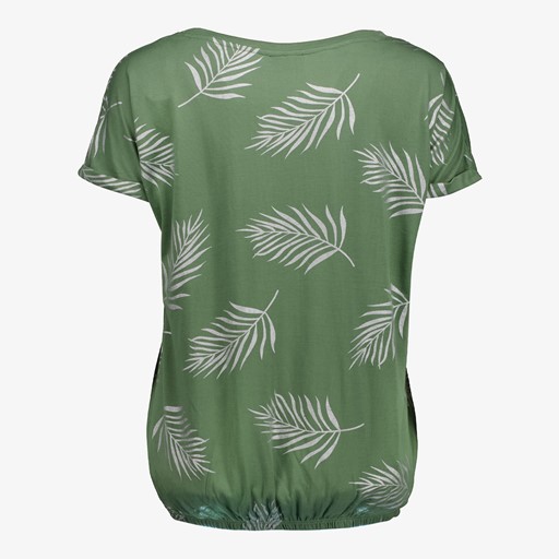 Dames T-shirt met bladerenprint groen