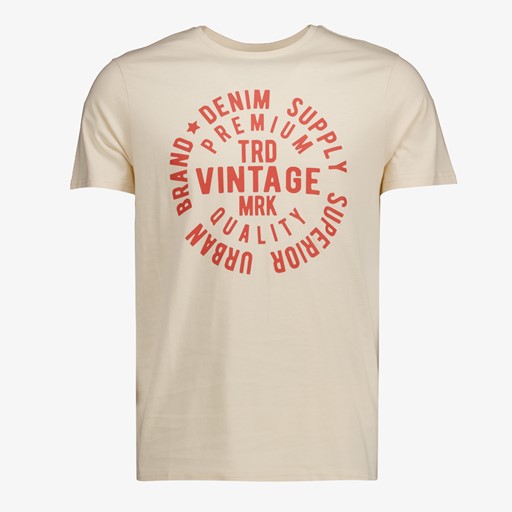 Heren T-shirt met tekstopdruk beige