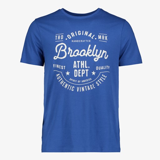 Heren T-shirt met print kobalt blauw