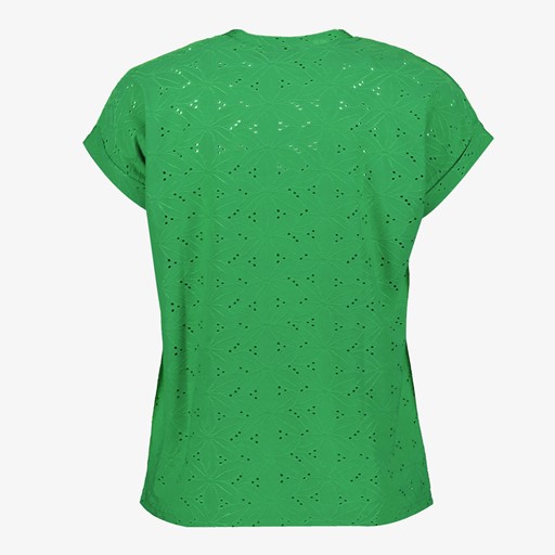 Dames broderie T-shirt groen