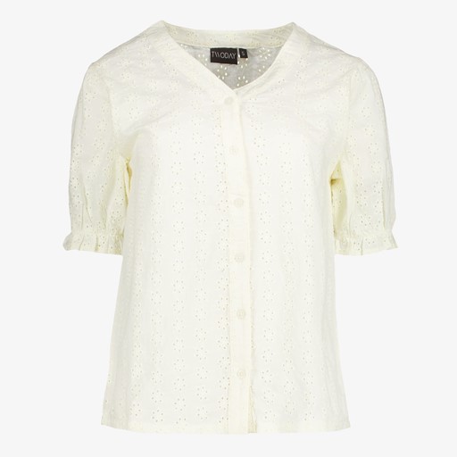 Dames broderie blouse korte mouwen wit