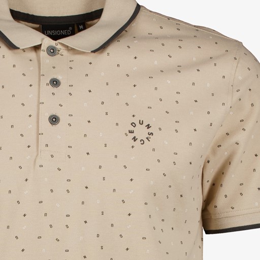Heren polo met print beige