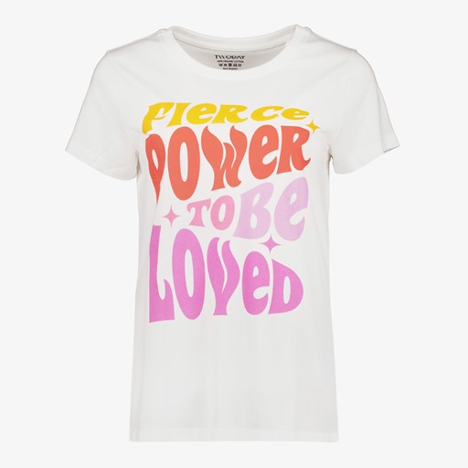 Dames T-shirt met tekstopdruk wit