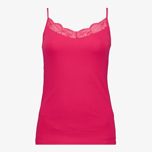 Dames singlet met kant roze