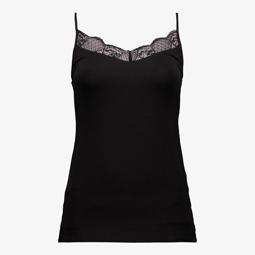 Dames singlet met kant zwart