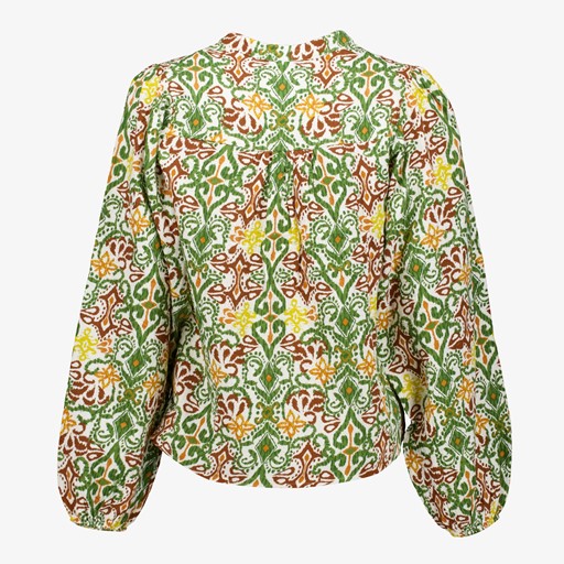 Dames mousseline blouse groen met print