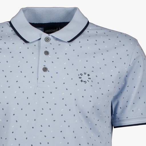 Heren polo met print blauw
