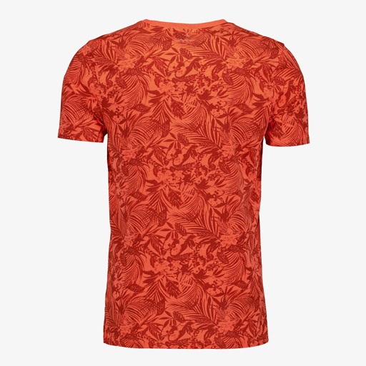 Heren T-shirt met bloemenprint oranje