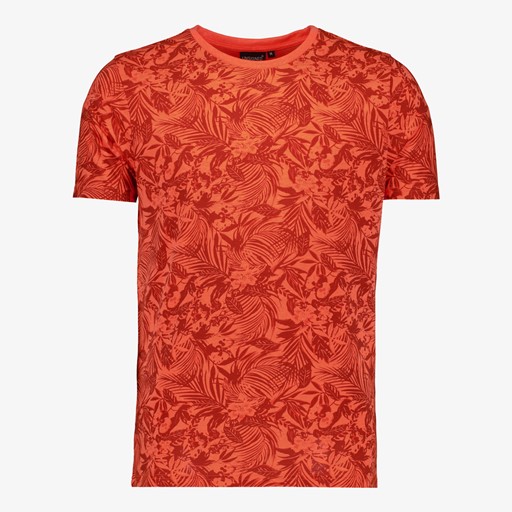 Heren T-shirt met bloemenprint oranje