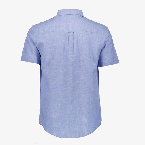 Linnen heren overhemd korte mouw blauw