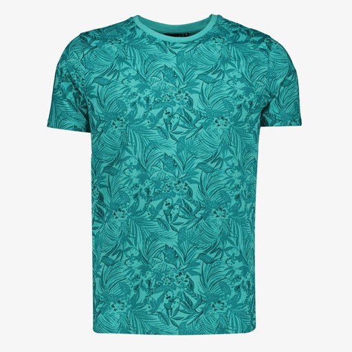 Heren T-shirt met bloemenprint blauw