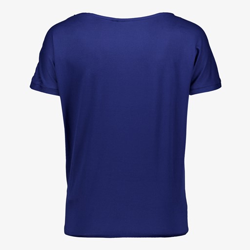 Dames T-shirt donkerblauw met knoop