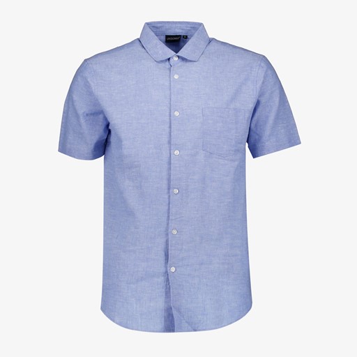 Linnen heren overhemd korte mouw blauw