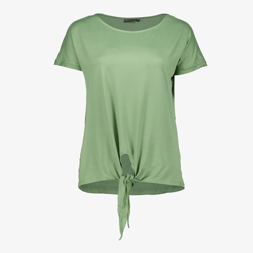 Dames T-shirt groen met knoop