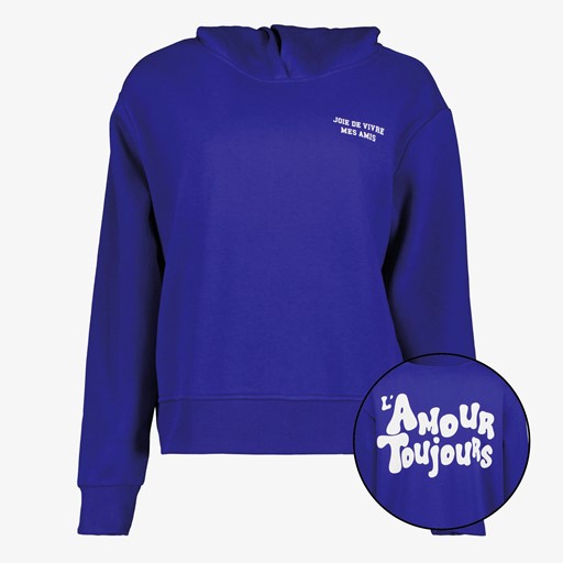 Dames hoodie met backprint donkerblauw